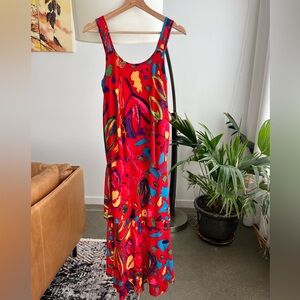 Elena Wang Red Patterned Tiered Dress